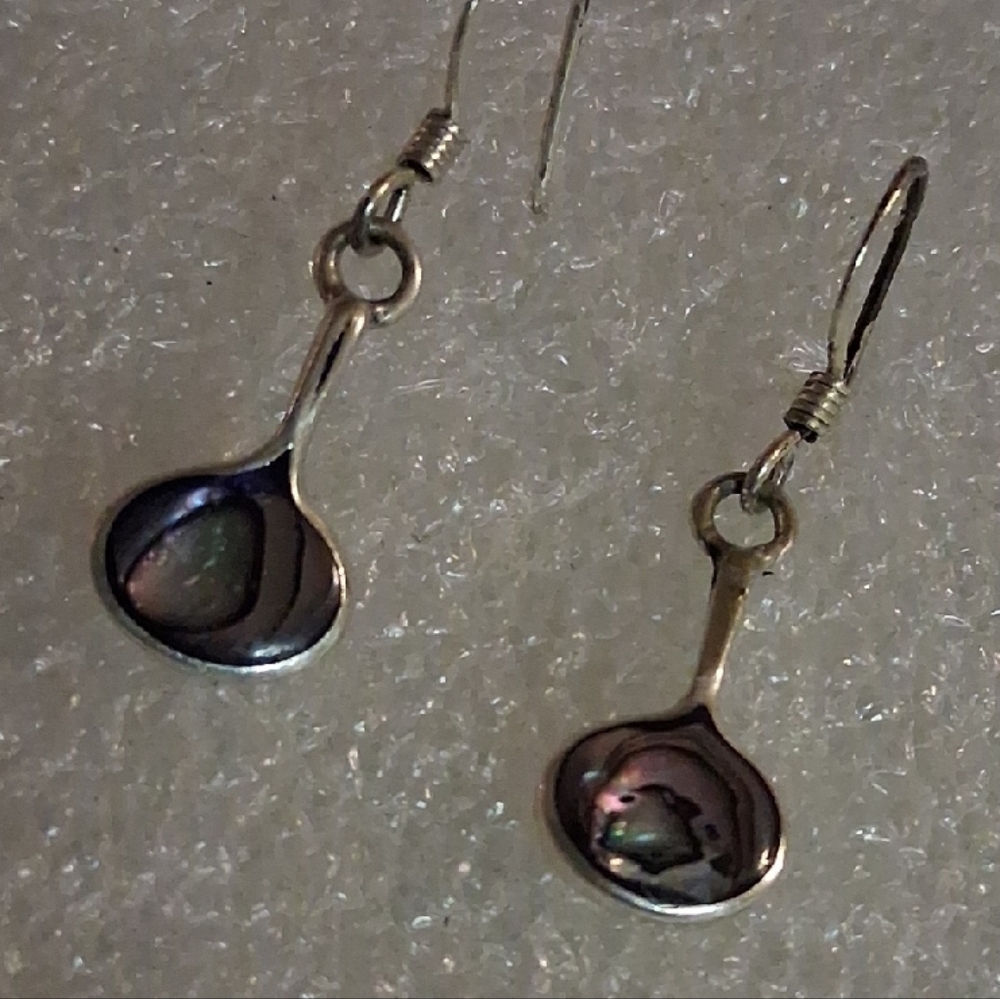 Alpaca Mexico Silver and Abalone Drop Earrings.